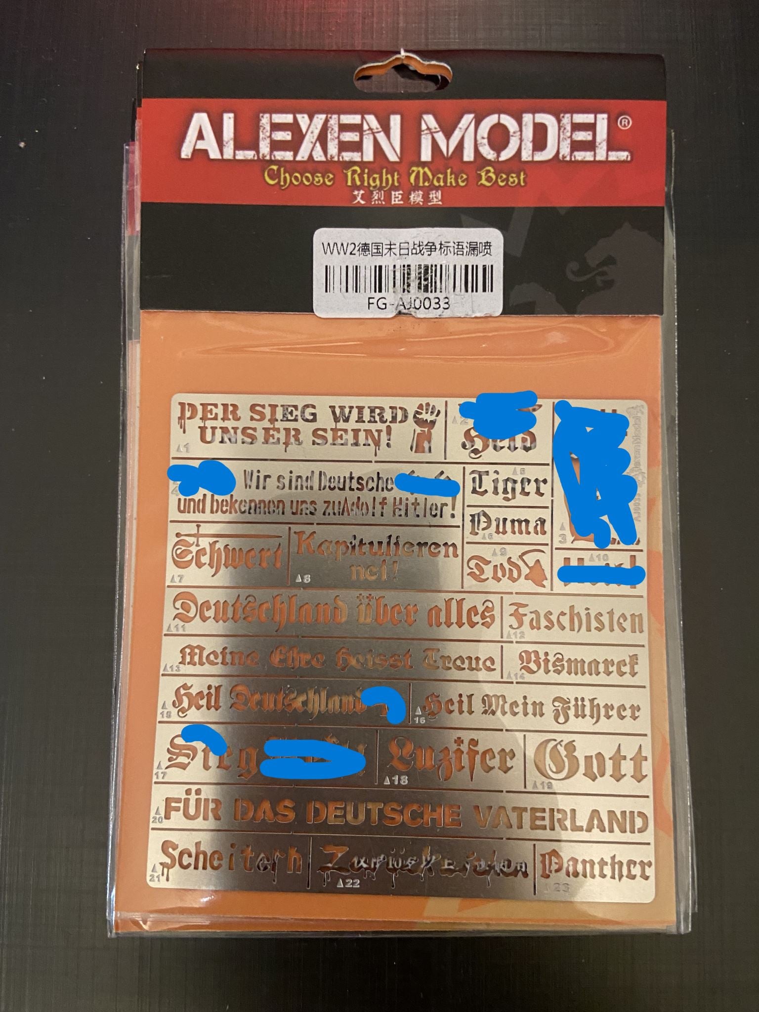 Alexen Model FG-AJ0033 Slogan Stensil Alat untuk Pembuatan Model