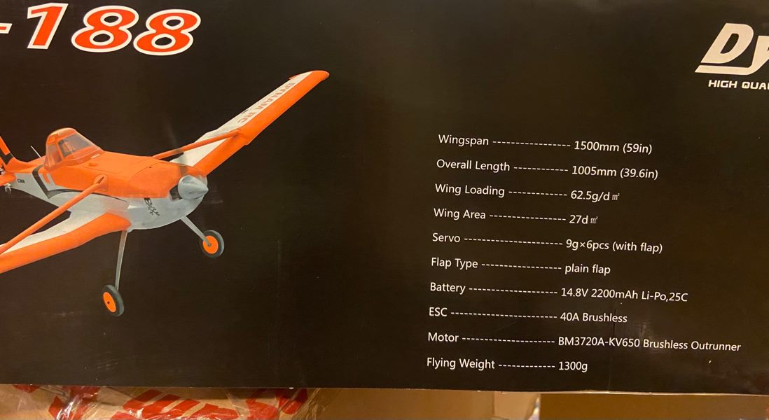 Dynam cessna 188 RC plane kit (1500mm) orange PNP