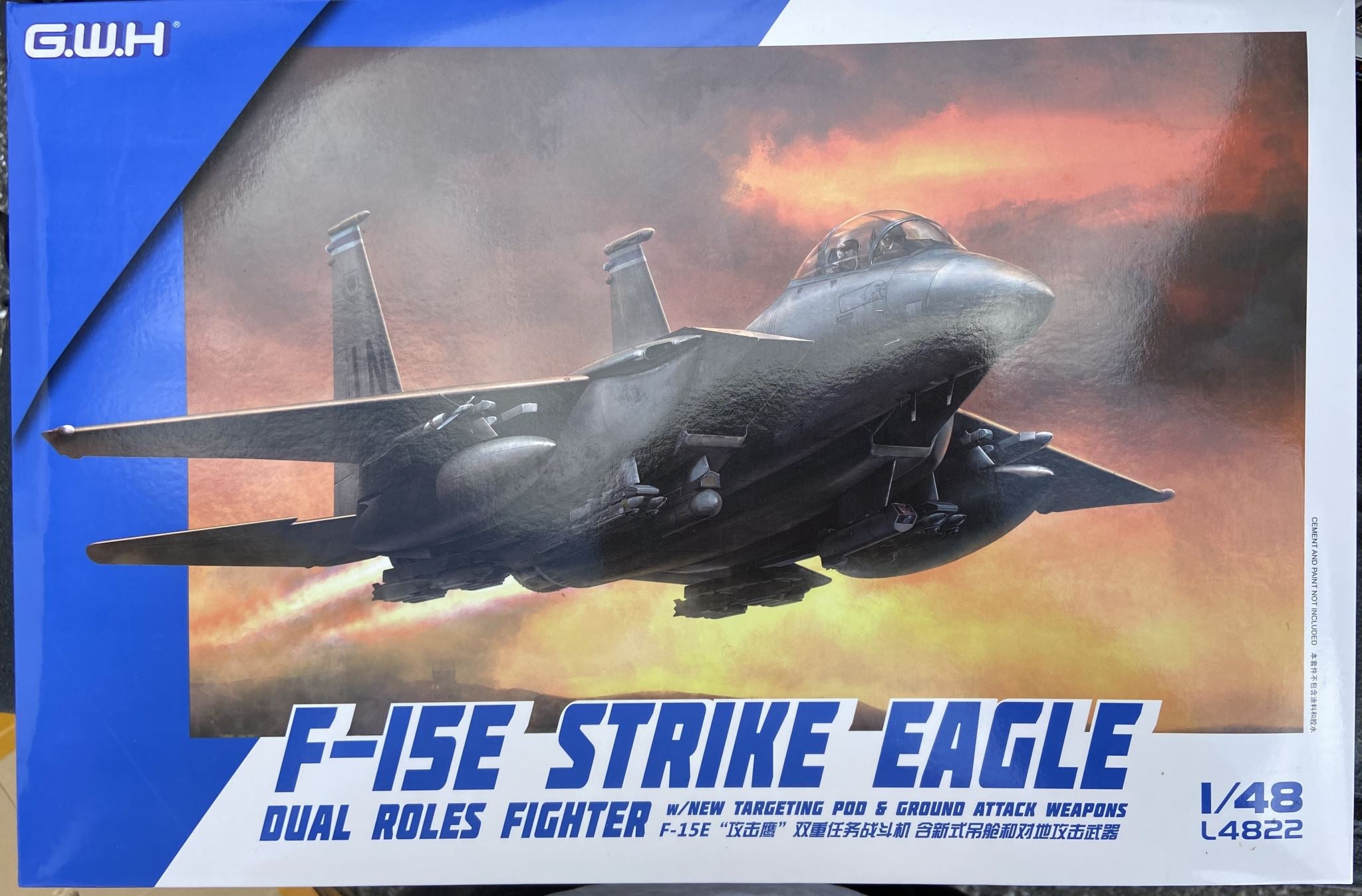 F-15E Strike Eagle Dual Roles Fighter w/New Targeting Pod  GWH L4822 1/48