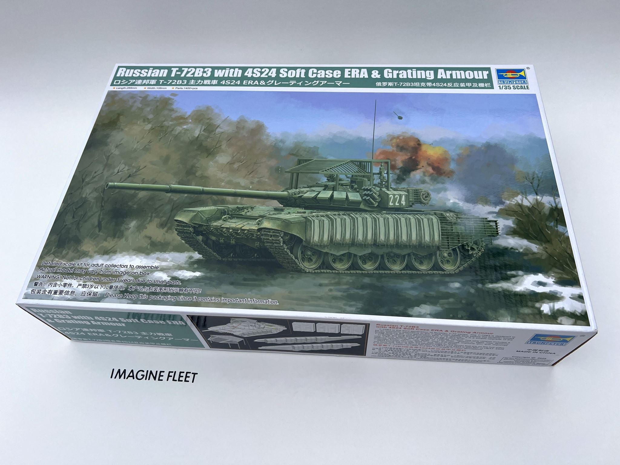 Russian T-72B3 with 4S24 Soft Case ERA & Grating Armour Trumpeter No. 09610 1:35