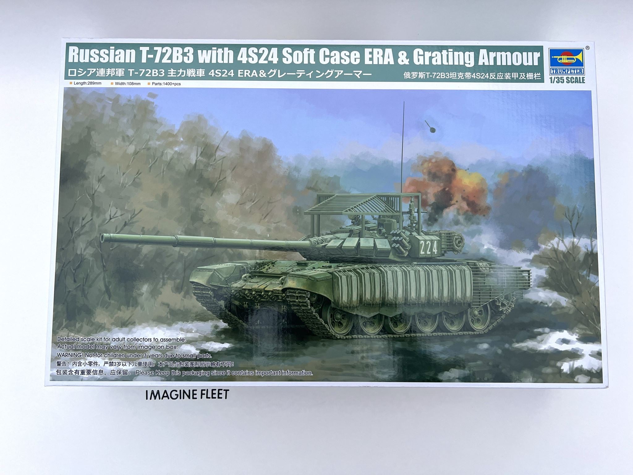 Russian T-72B3 with 4S24 Soft Case ERA & Grating Armour Trumpeter No. 09610 1:35