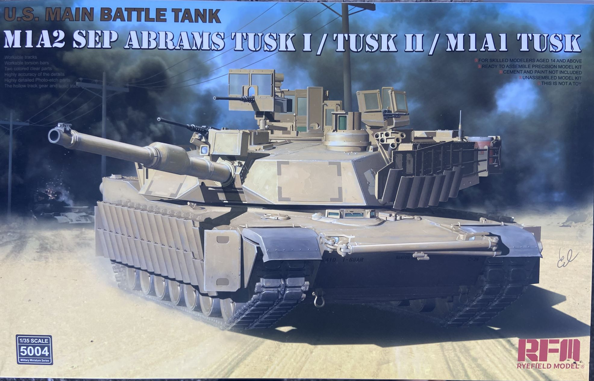 U.S. MBT M1A2 SEP Abrams TUSK I / TUSK II / M1A1 TUSK 3 in 1 RFM No.RM-5004 1:35