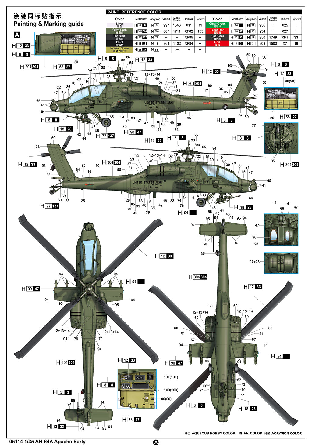 AH-64A ApacheTrumpeter | No. 05114 | 1:35