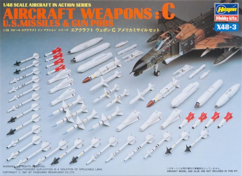 Aircraft Weapons: C U.S Missiles & Gun Pods Hasegawa | No. X48-3 | 1:48