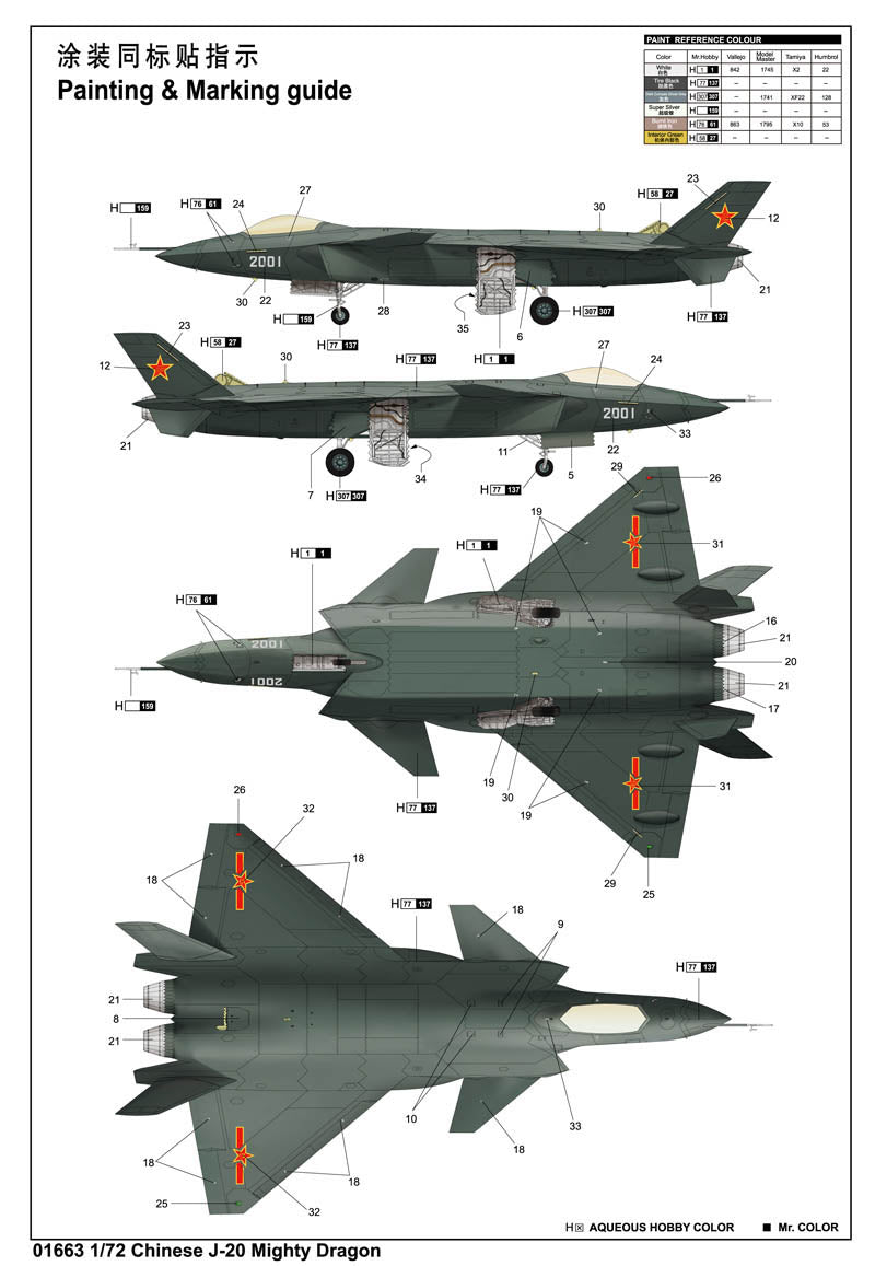 Chinese J-20 Mighty Dragon Trumpeter | No. 01663 | 1:72