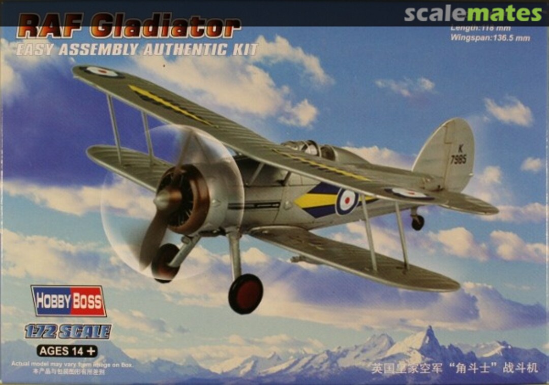 RAF Gladiator Easy Assembly HobbyBoss | No. 80289 | 1:72