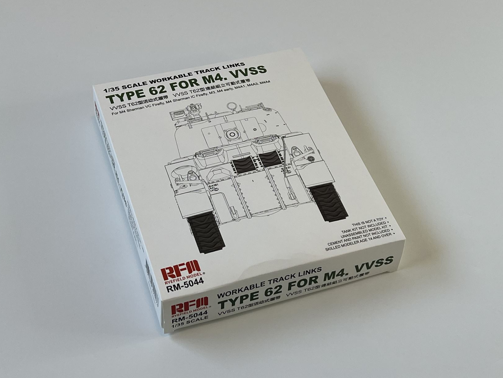 Workable Type 62 Tracks for M4 VVSS Rye Field Model | No. RM-5044 | 1:35