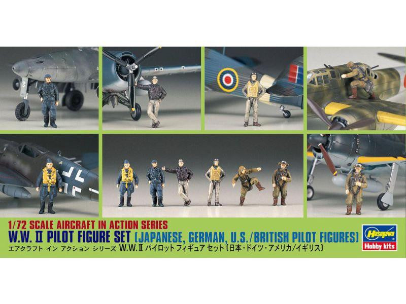 WWII Pilot Figure Set Japanese, German, US/British Pilot Hasegawa35008-700 1:72