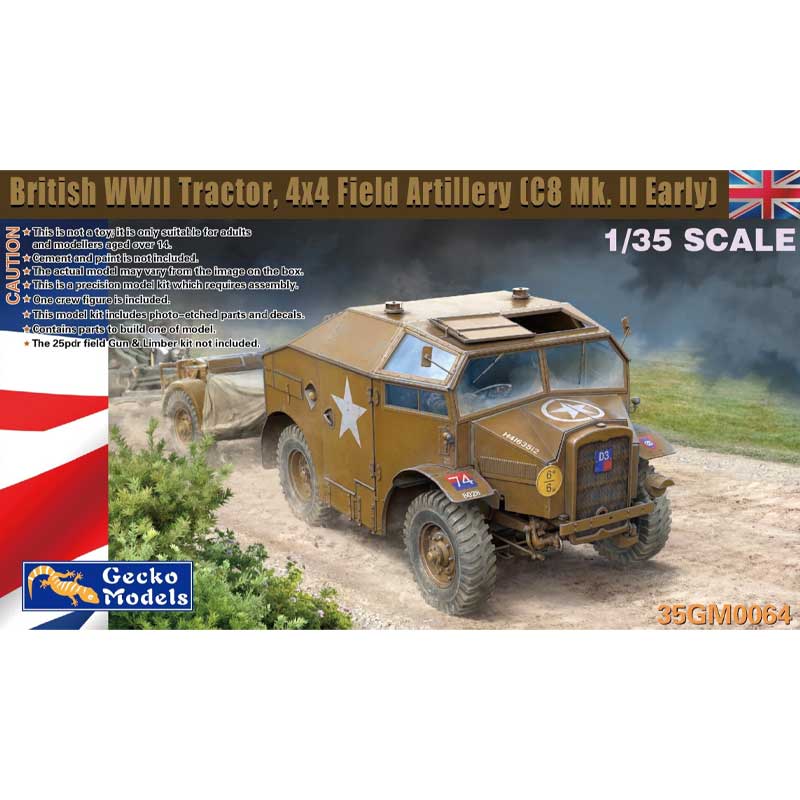 British WWII Tractor, 4x4 Field Artillery (C8 Mk.II Early) Gecko 35GM0064 1:35