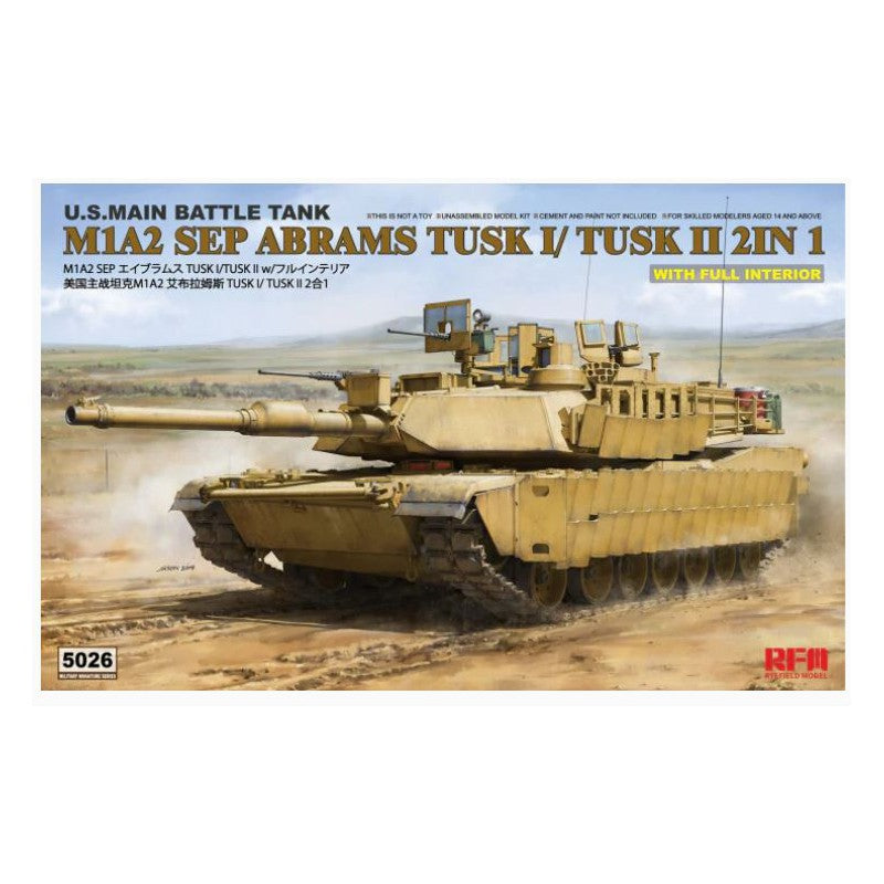 M1A2 SEP Abrams TUSK I /TUSK II 2 in 1 with full interior RFM RM-5026 1:35