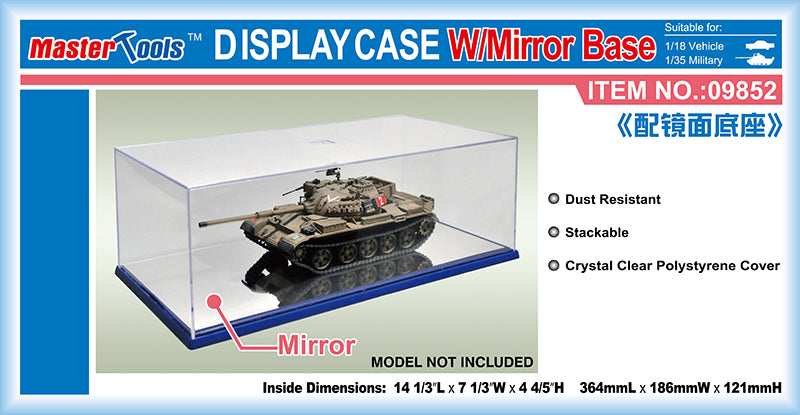 364x186x121mm WxL Display Case w/Mirror Base Trumpeter 09852