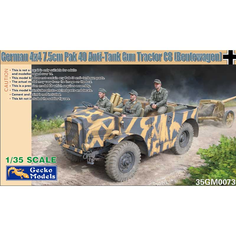 German 4x4 7.5cm Pak 40 Anti-Tank Gun Tractor C8  Gecko Models 35GM0073 1:35