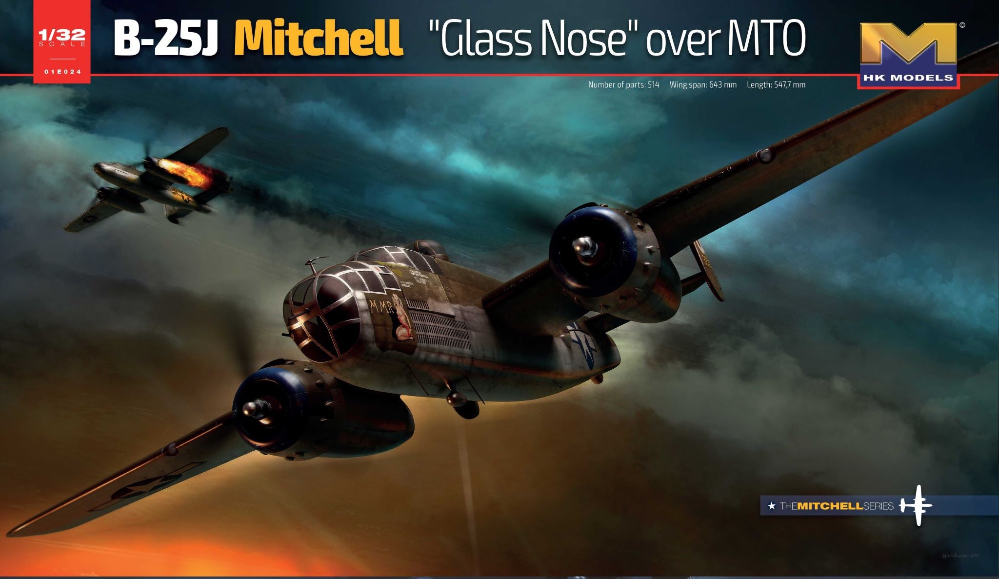 B-25J Mitchell "Glass Nose" over MTO HK Models | No. 01E024 | 1:32