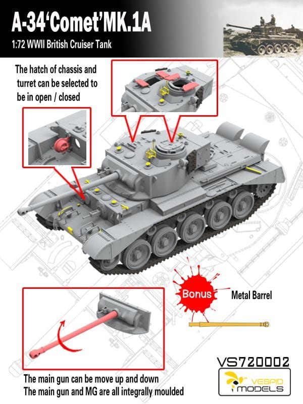 VESPID MODEL VS720002 1/72 A-34 Comet MK.1A