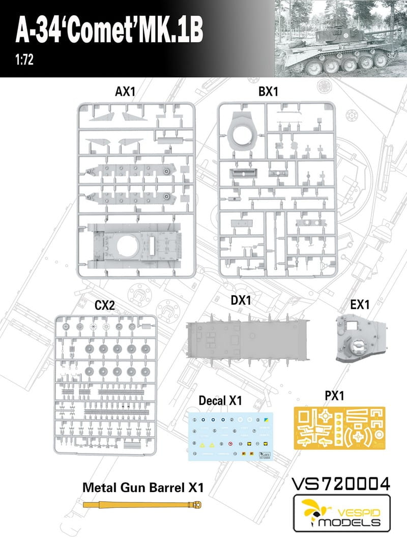 VESPID MODELS VS720004 - 1:72 A-34 Comet MK.1B