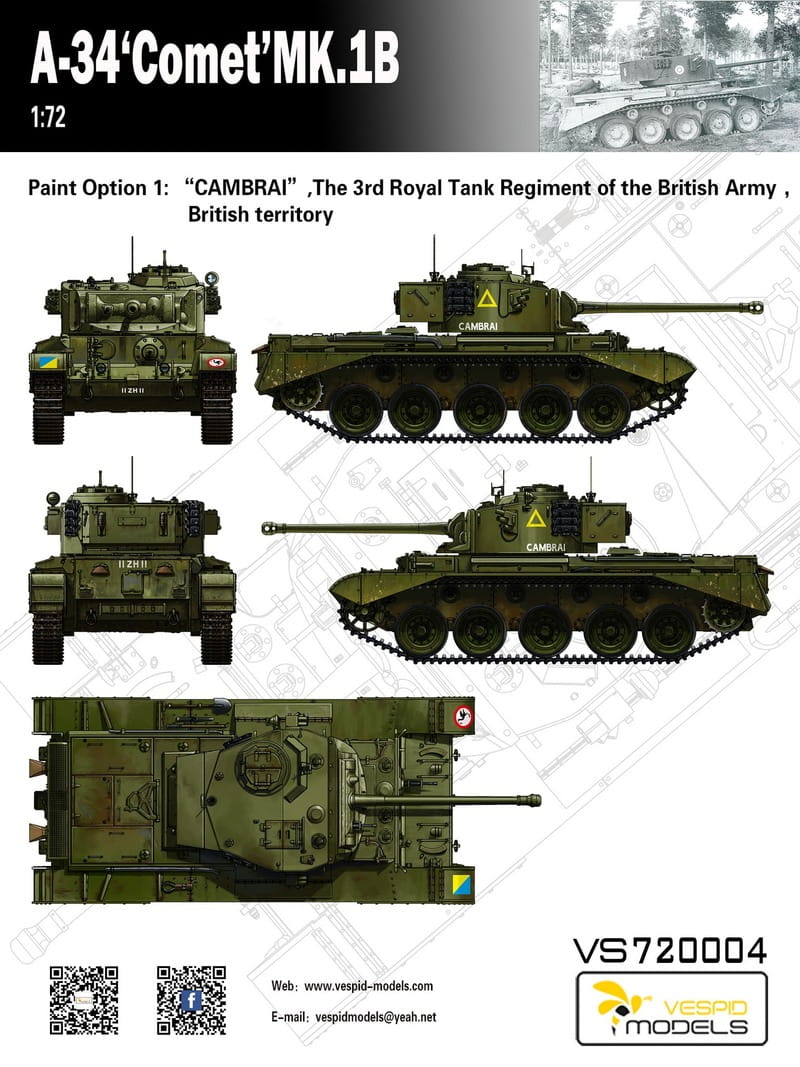 VESPID MODELS VS720004 - 1:72 A-34 Comet MK.1B