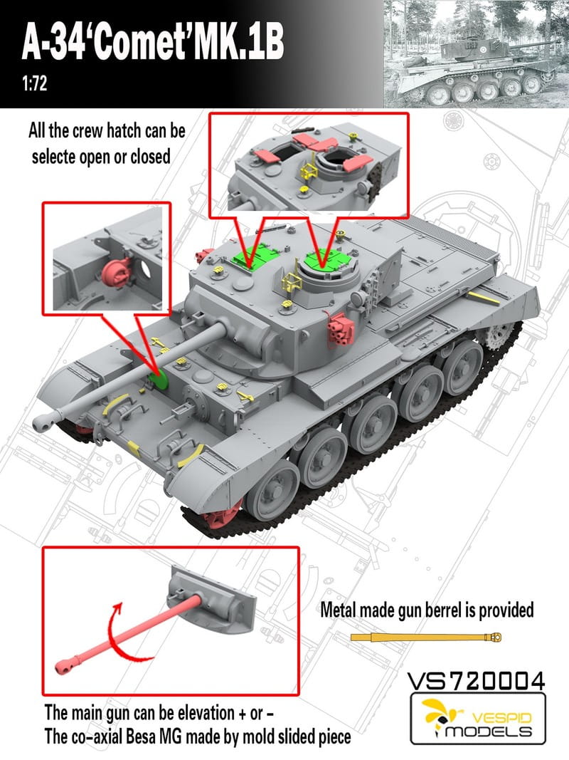 VESPID MODELS VS720004 - 1:72 A-34 Comet MK.1B