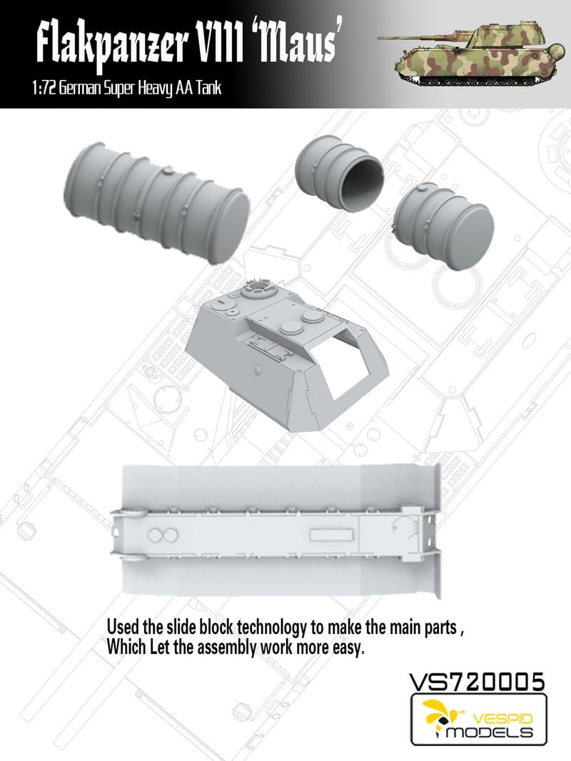 VESPID MODELS VS720005 - 1:72 Flakpanzer VIII Maus - German Super Heavy AA Tank