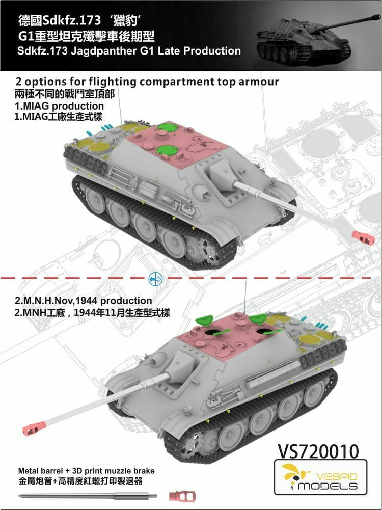 Vespid Models VS720010 - 1:72 Jagdpanther Sd.Kfz.173 G1 Late Production