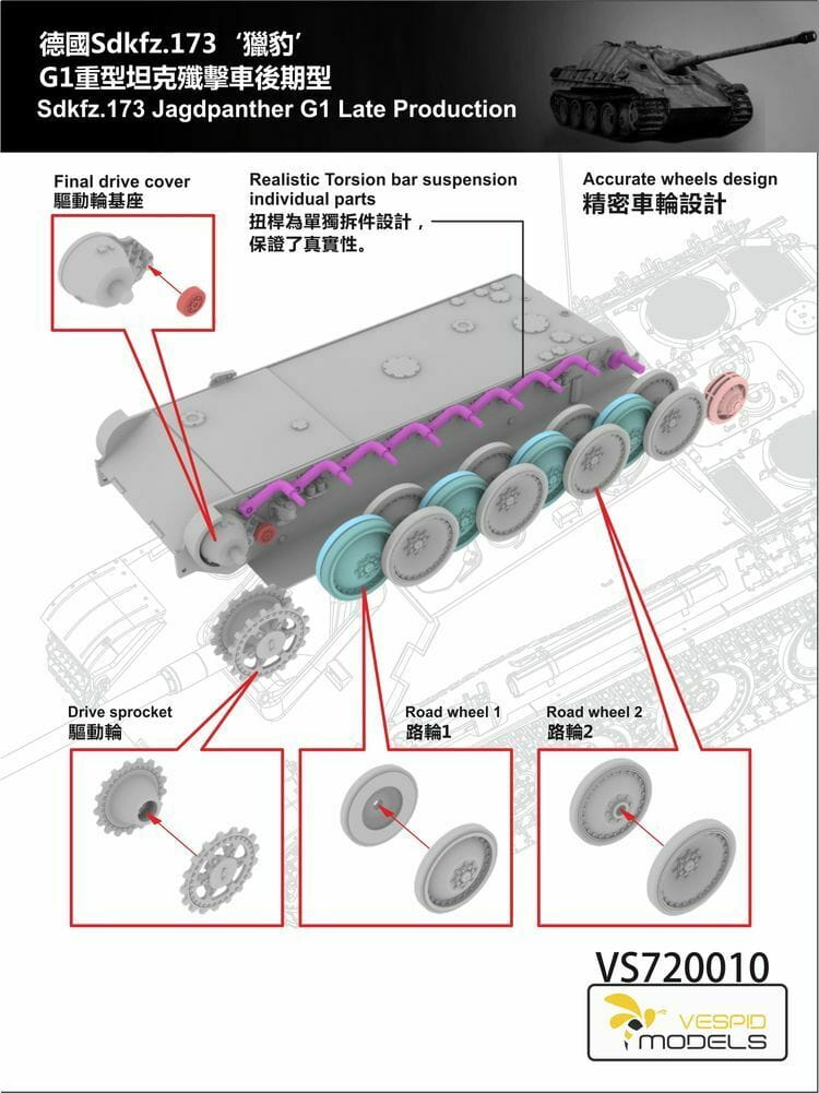 Vespid Models VS720010 - 1:72 Jagdpanther Sd.Kfz.173 G1 Late Production