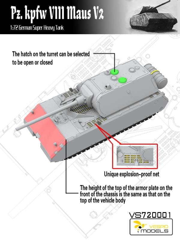 VESPID MODELS VS720001 - 1:72 Pz.Kpfw. VIII Maus V2