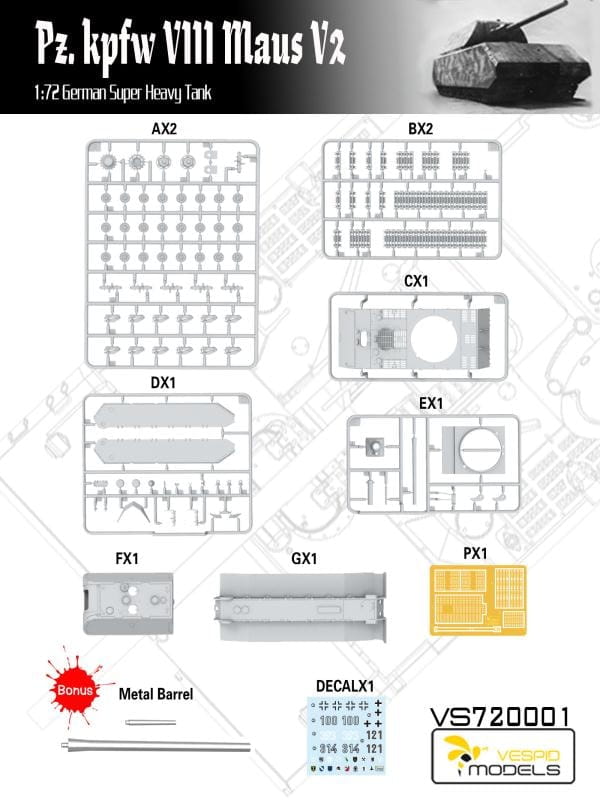 VESPID MODELS VS720001 - 1:72 Pz.Kpfw. VIII Maus V2