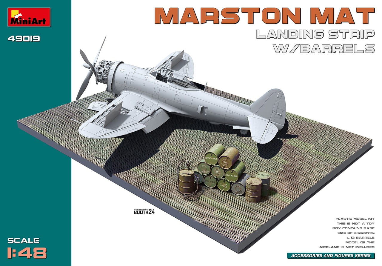 Miniart 49019 - 1:48 Marston Mat Landing Strip w/ Barrels