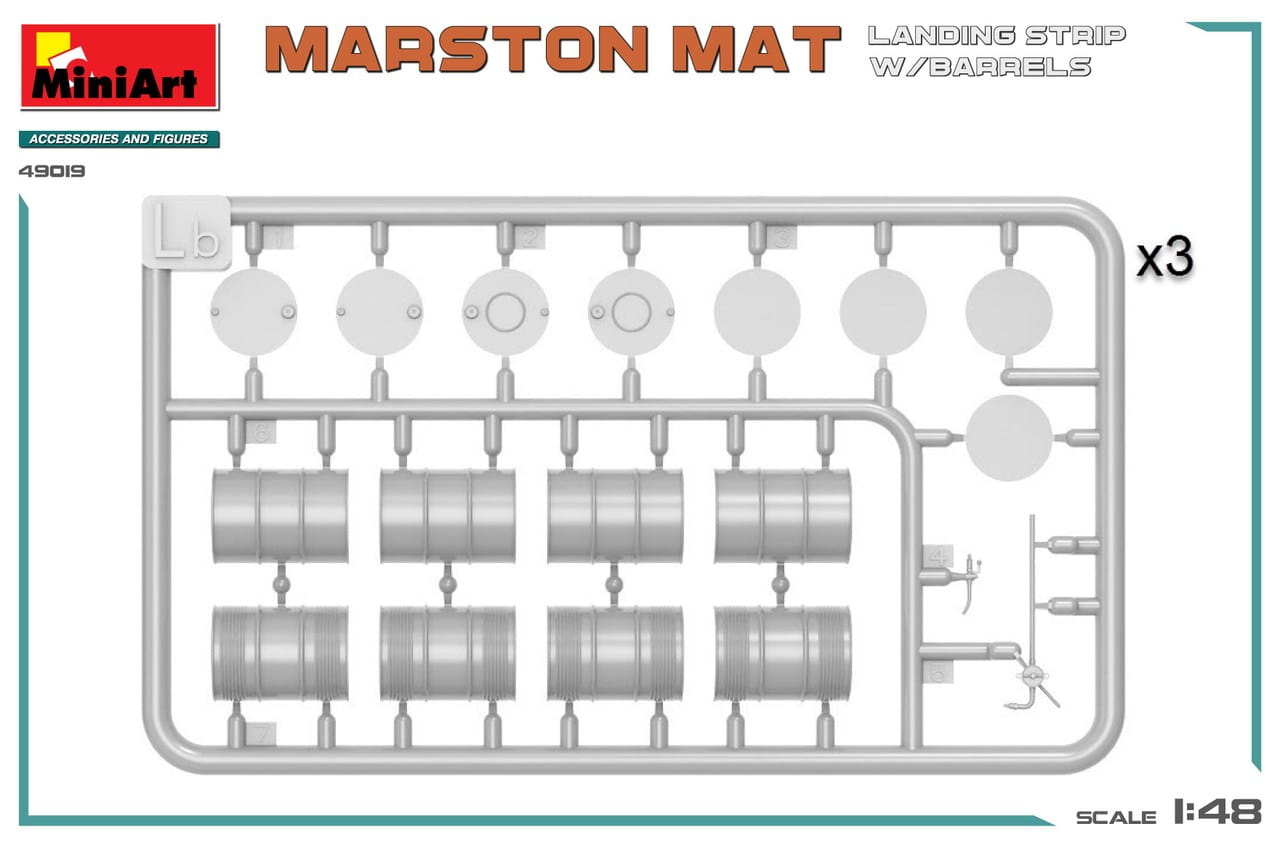 Miniart 49019 - 1:48 Marston Mat Landing Strip w/ Barrels