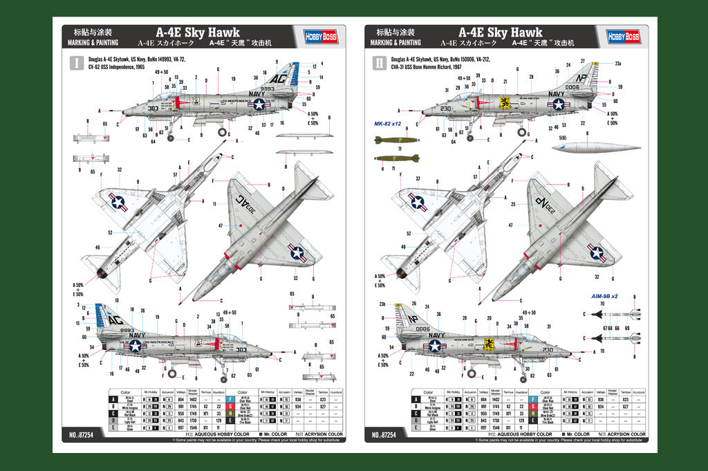 Hobby Boss 87254 1/72 A-4E Sky Hawk Plastic Model Kit