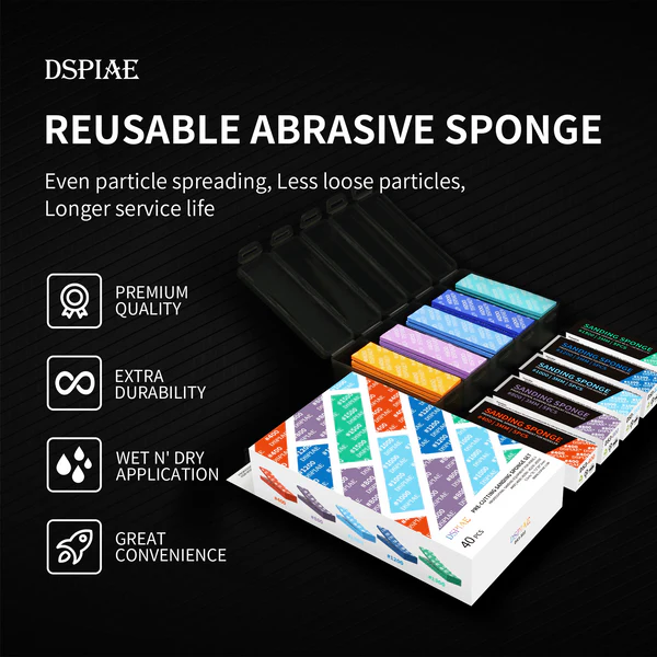 DSPIAE DS3 Reusable Abrasive Sponge Sandpaper 400-1200 Grit 8pcs Each