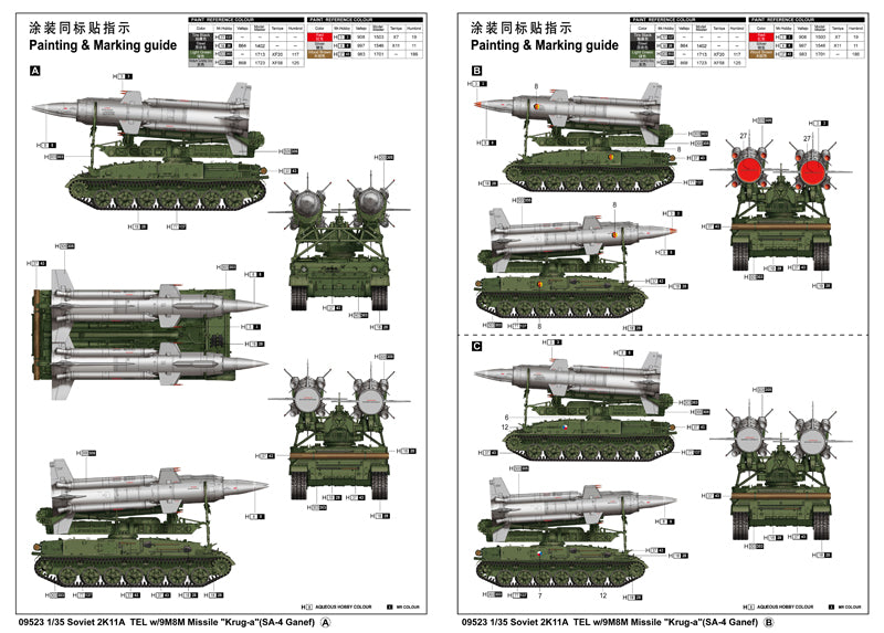 TRUMPETER 09523 - 1:35 Soviet 2K11A TEL w/9M8M Missile Krug-a (SA-4 Ganef)